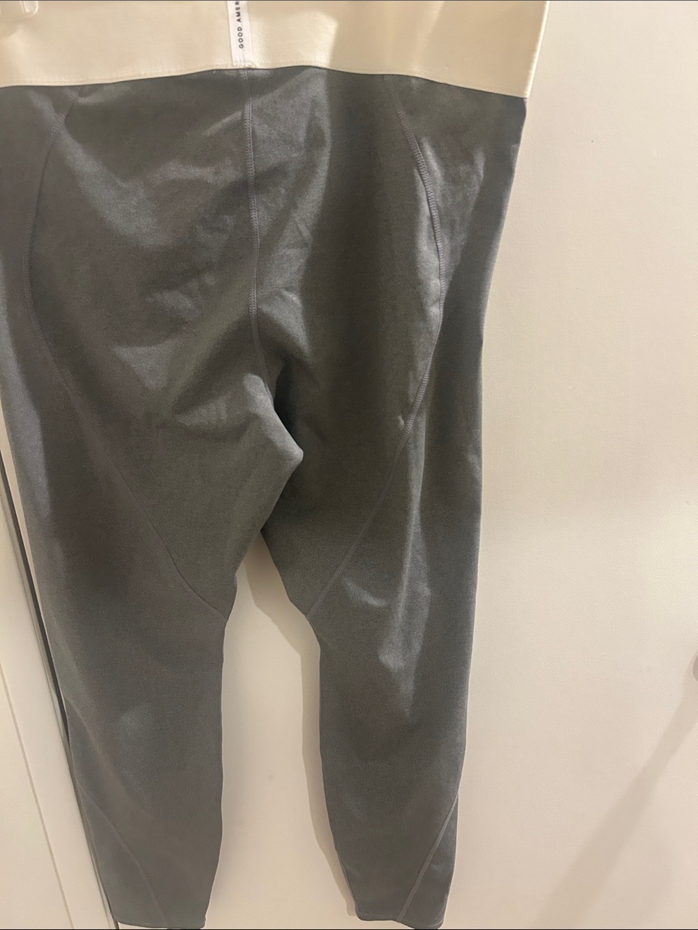 Good American Gray Joggers with Cream Waistband